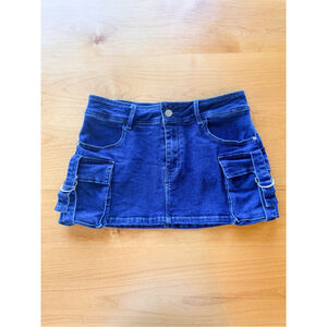 Machine Denim y2k Micro Mini Cargo Buckle Skirt Size M Medium EUC